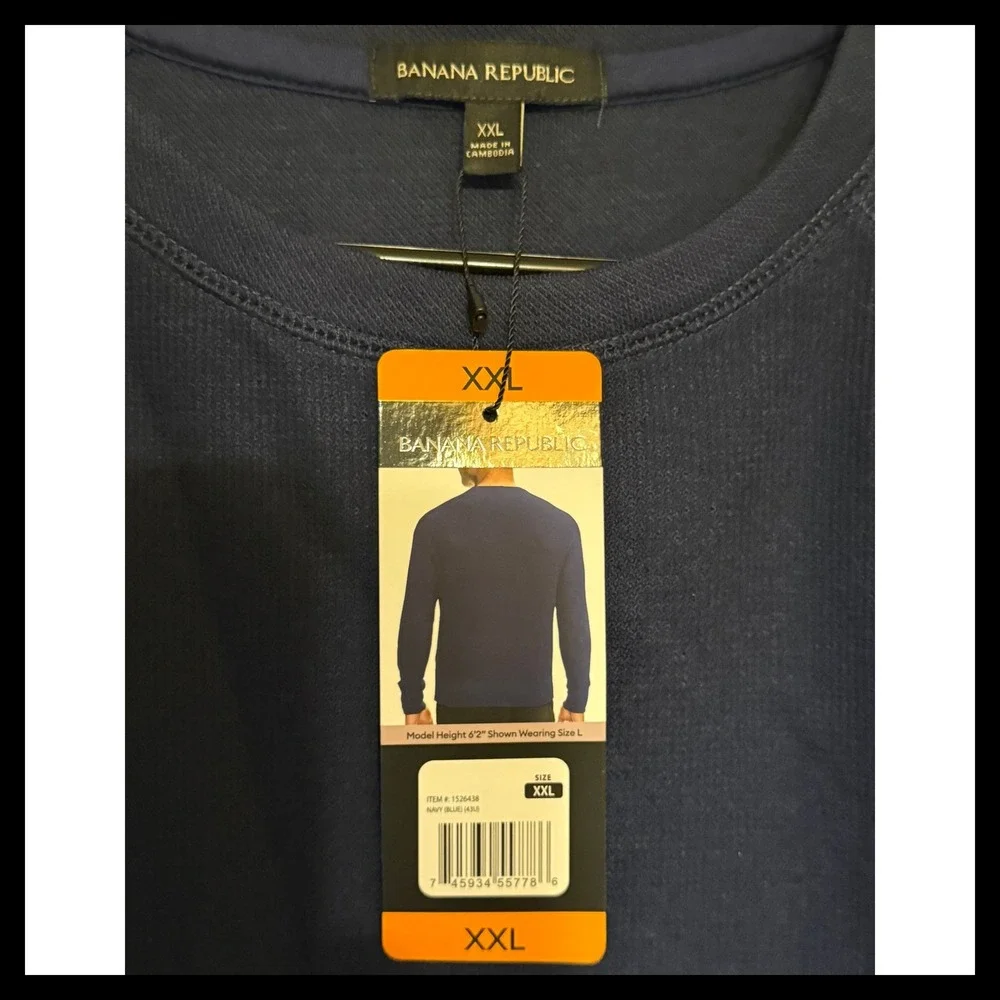 NWT Banana Republic Mens Navy Crewneck Long Sleeve Sweatshirt XXL